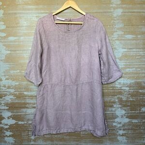 Bryn Walker Bre Tunic Top 100% Linen Pink Brown Minimalist Laggen Look Womens S